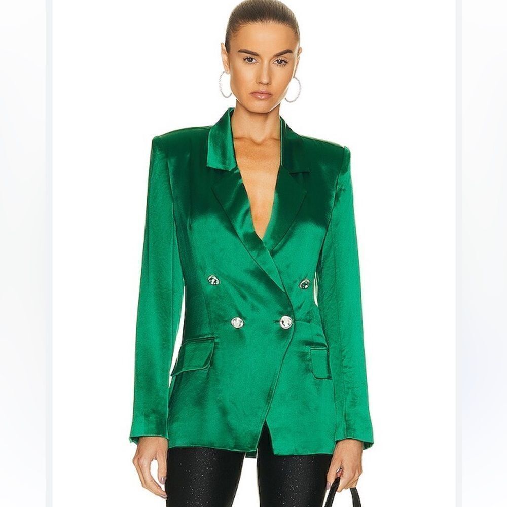 Nwt Retrofete Saige Double-Breasted Crystal- Embellished Satin Blazer Large